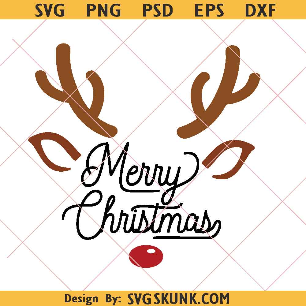 Merry Christmas Rudolph face svg png, Merry Christmas svg png, reindeer face svg