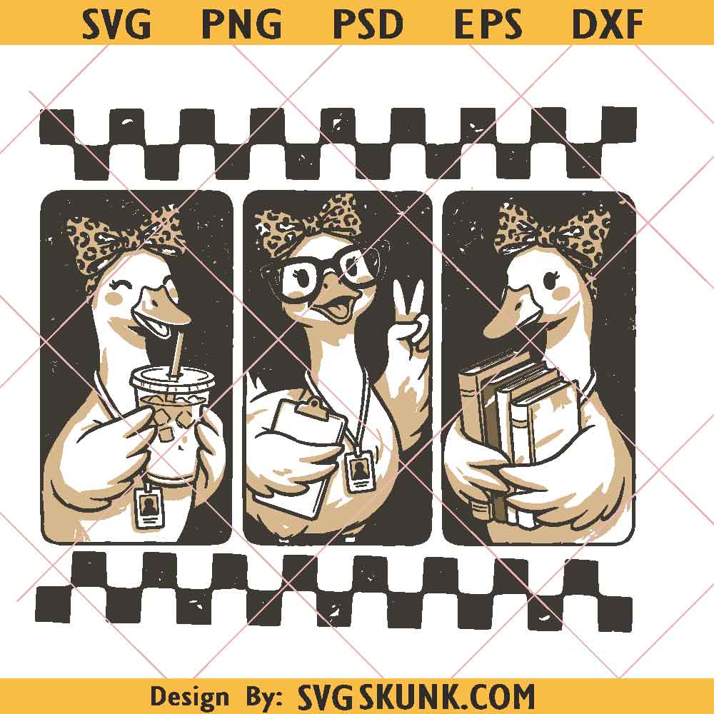 Retro Teacher Goose PNG, Goose teacher png, Teacher Goose PNG, Reading Goose png svg