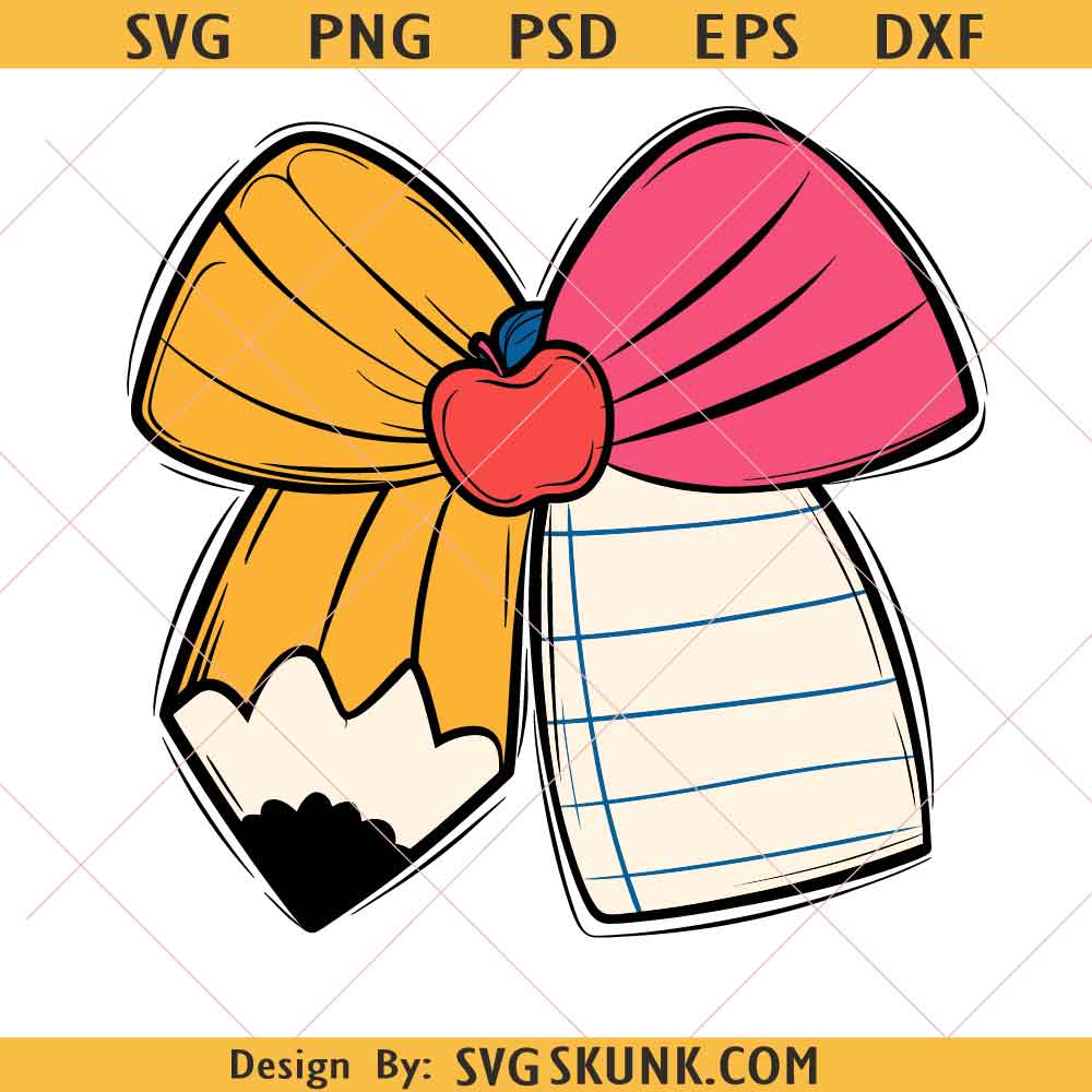 Teacher Retro Pencil Bow Paper svg, Teacher Retro Pencil Bow Paper svg, teacher pencil paper bow svg