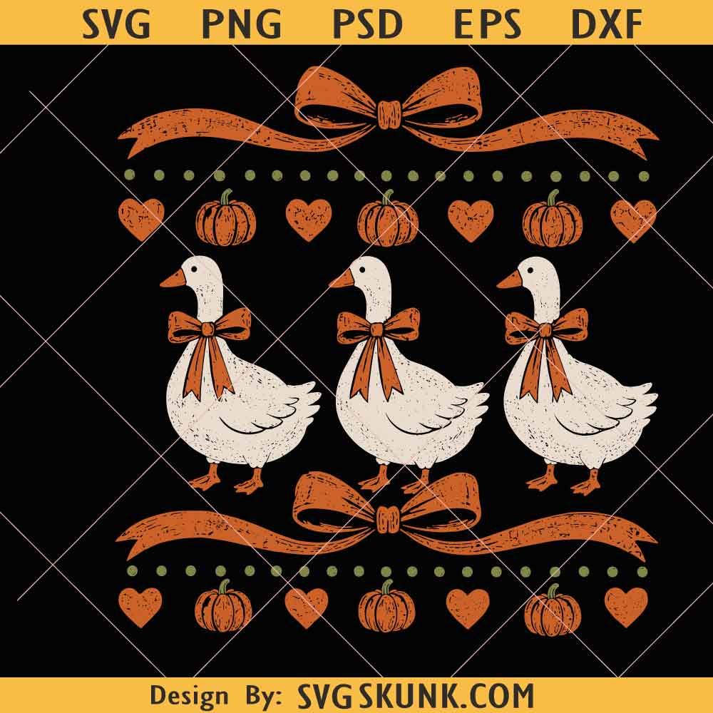 Fall Country Goose PNG, Trendy Autumn Design, fall goose coquette bow svg png