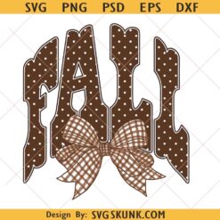 Fall coquette bow PNG, Fall PNG, Retro Fall Bow PNG, Fall Polka Dot Shirt Design