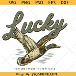 Lucky Duck PNG,  Vintage Mallard Duck PNG, St Patrick's Day PNG, Retro Hunting Design