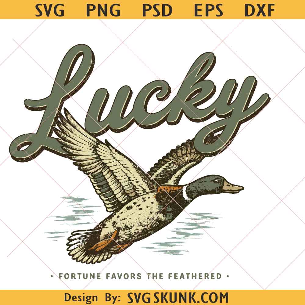 Lucky Duck PNG, Vintage Mallard Duck PNG, St Patrick's Day PNG, Retro Hunting Design