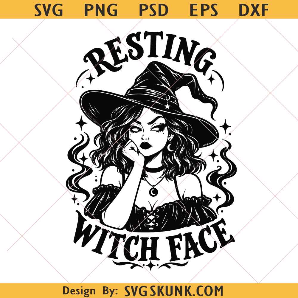 Resting witch face svg png, Halloween witch svg, Hocus Pocus PNG