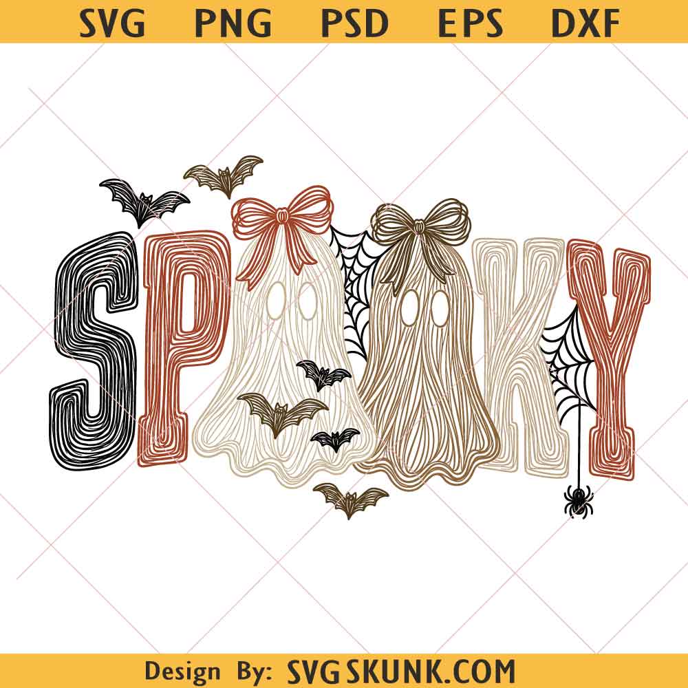Retro Preppy Spooky Ghost PNG, Cute Halloween png, Coquette Ghost png, Spooky Season PNG