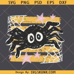 Striped Spooky Spider PNG, Preppy Halloween Png, Distressed Halloween sublimation