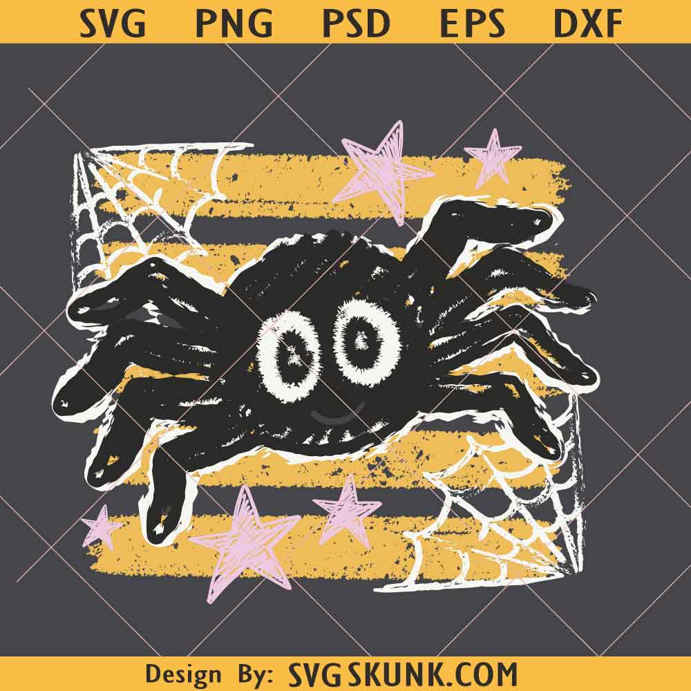 Striped Spooky Spider PNG, Preppy Halloween Png, Distressed Halloween sublimation