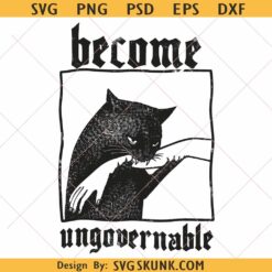 Become Ungovernable svg png, funny black cat biting hand svg png