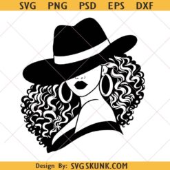 Black woman curly hair svg png, Black woman with hat svg, Africa American svg