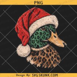Christmas Mallard PNG, Duck with Santa hat png, Mallard duck Leopard Print png