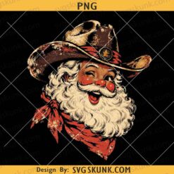 Cowboy Santa PNG, Western Christmas PNG, Retro Vintage Santa png, Santa Cowboy Christmas png