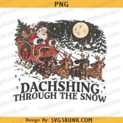 Dachshing Through The Snow PNG, Dachshund Christmas png, Santa Sleigh Dachshund png