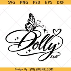 Dolly Parton xoxo butterfly svg png, Dolly signature svg png,  Dolly Parton png