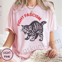 Fight Fascism Cat shirt, Anti Fascist Political Cat shirt, Angry protest cat shirt - Image 3