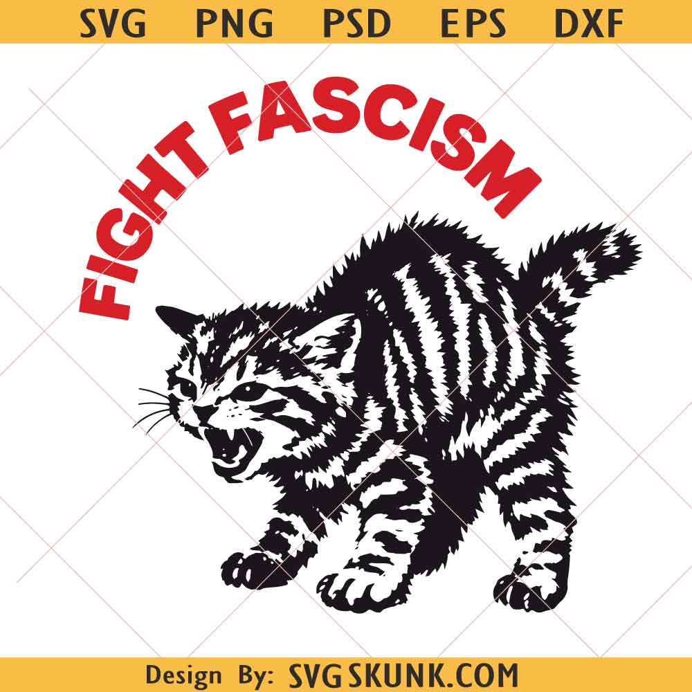 Fight Fascism Cat svg png, Anti Fascist Political Cat Design, Angry cat png