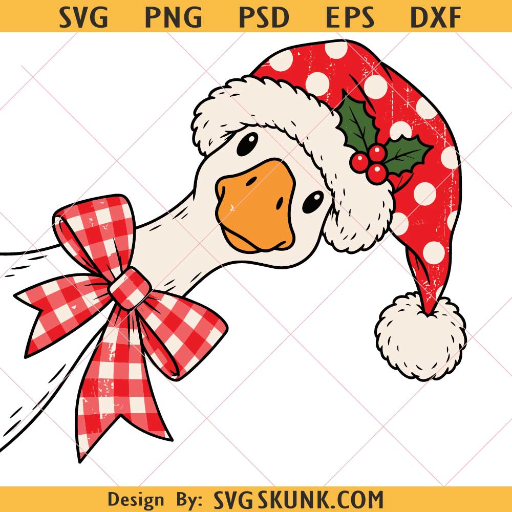 Goose Christmas Png, Preppy Christmas Jolly png, Santa goose png