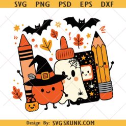 Halloween Teacher Png, Spooky School Png, Pumpkin Teacher Png, Pencil Crayon Png