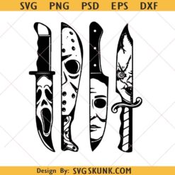 Horror Movie Knife svg png, Serial Killer Knives Characters SVG Png, Horror Friends Halloween Svg