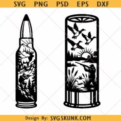 Hunting Bullet Scene png svg, elk duck hunter laser cut file for man cave sign