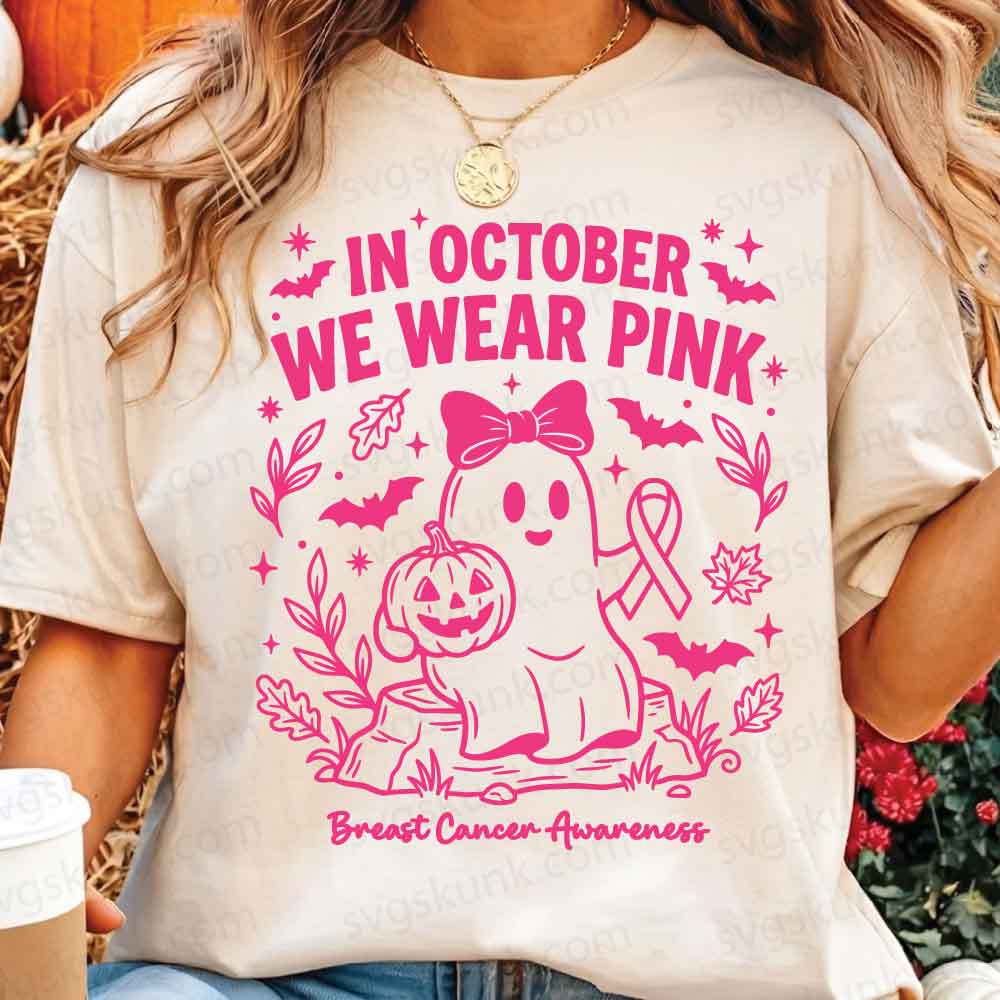 In October we wear pink ghost with png