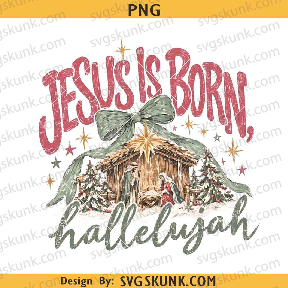 Jesus Is Born Hallelujah PNG, Christmas nativity PNG, Wise Men Christmas PNG