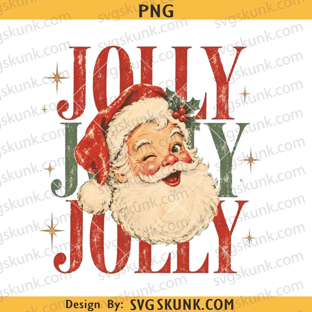 Jolly Santa PNG, Vintage Santa Christmas PNG, Distressed Retro Christmas PNG