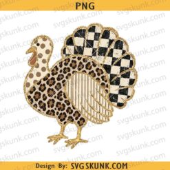 Leopard Thanksgiving Turkey png, Leopard Print Turkey Png, Preppy Fall Shirt Design