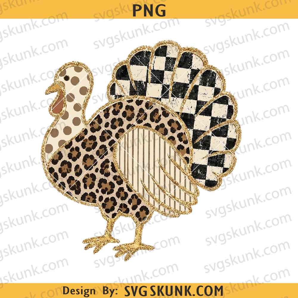 Leopard Thanksgiving Turkey png, Leopard Print Turkey Png, Preppy Fall Shirt Design