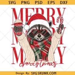 Retro Christmas Raccoon PNG, Merry Christmas Png, Merry Christmas Raccoon svg png
