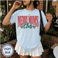 Alternative view of Merry Moms Club shirt, retro distressed comfort colors shirt, Merry moms tee