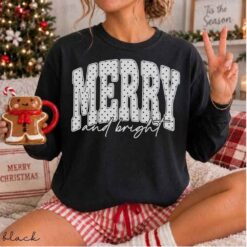 Alternative view of Merry and Bright svg png, Coquette Christmas Girly Png, Merry and Bright polka dot png