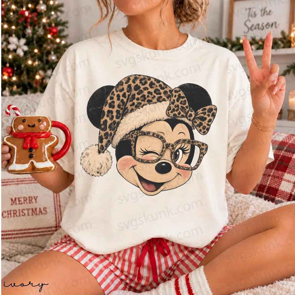 Minnie Mouse Lopard Santa Hat PNG