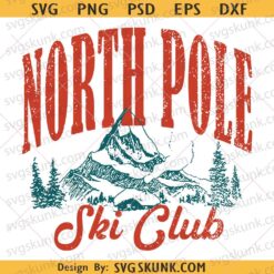 North Pole Ski Club PNG, Christmas PNG, Winter Mountain Design