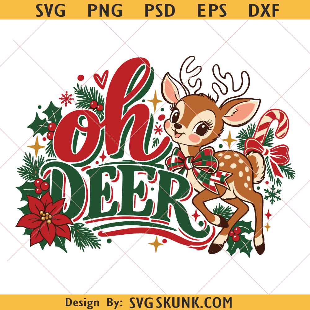 Oh Deer Christmas PNG, Retro Reindeer Christmas PNG, Oh Deer PNG
