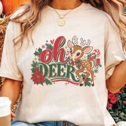 Oh Deer Christmas shirt, Retro Reindeer Christmas shirt, Oh Deer shirt - Image 3