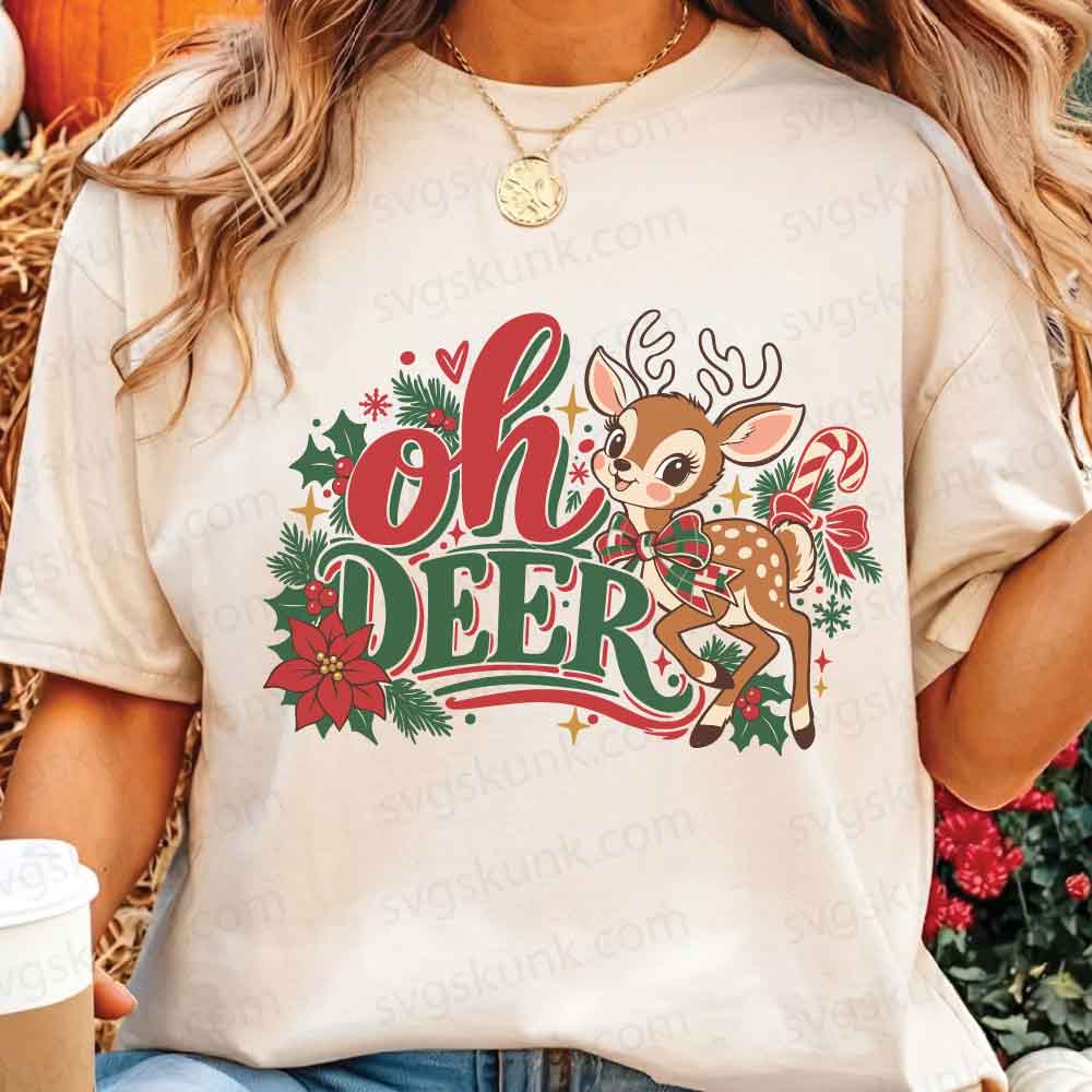 Oh Deer Christmas shirt, Retro Reindeer Christmas shirt, Oh Deer shirt - Image 3