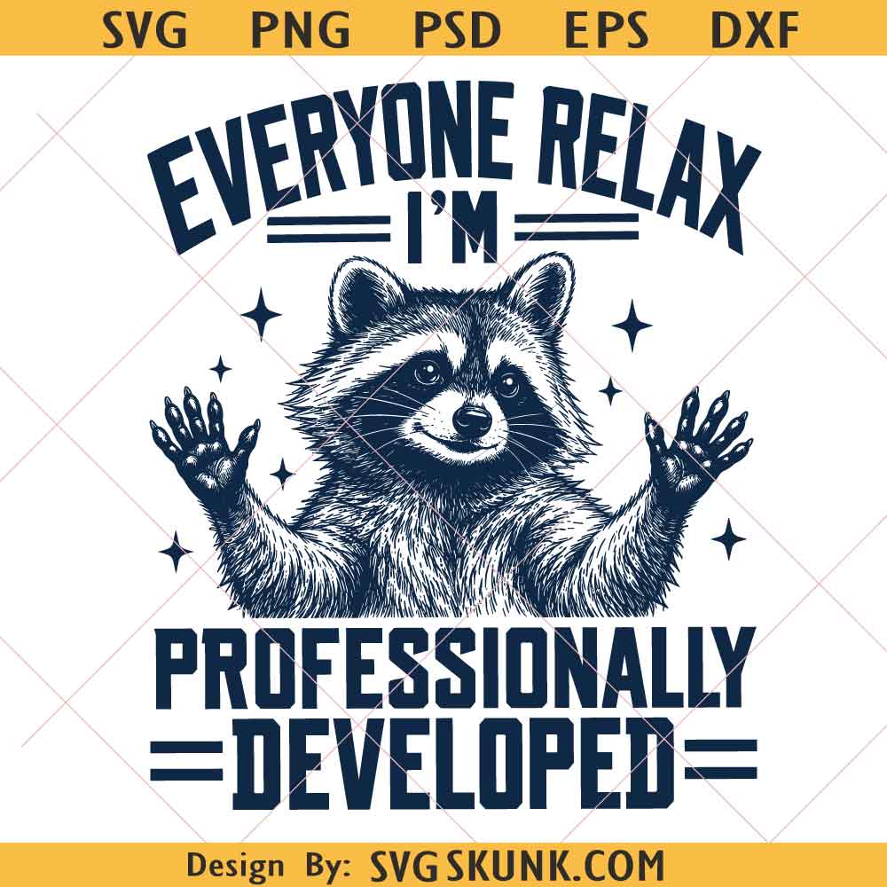 Everyone Relax I’m Professionally Developed Raccoon PNG, funny raccoon teacher png