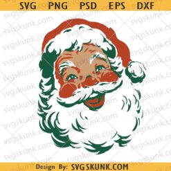 Retro Santa svg png, Vintage Santa Face png, Vintage Christmas Clipart