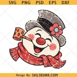 Retro Snowman PNG, Trendy Winter Christmas Snowman png