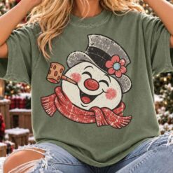 Retro Snowman PNG, Trendy Winter Christmas Snowman png