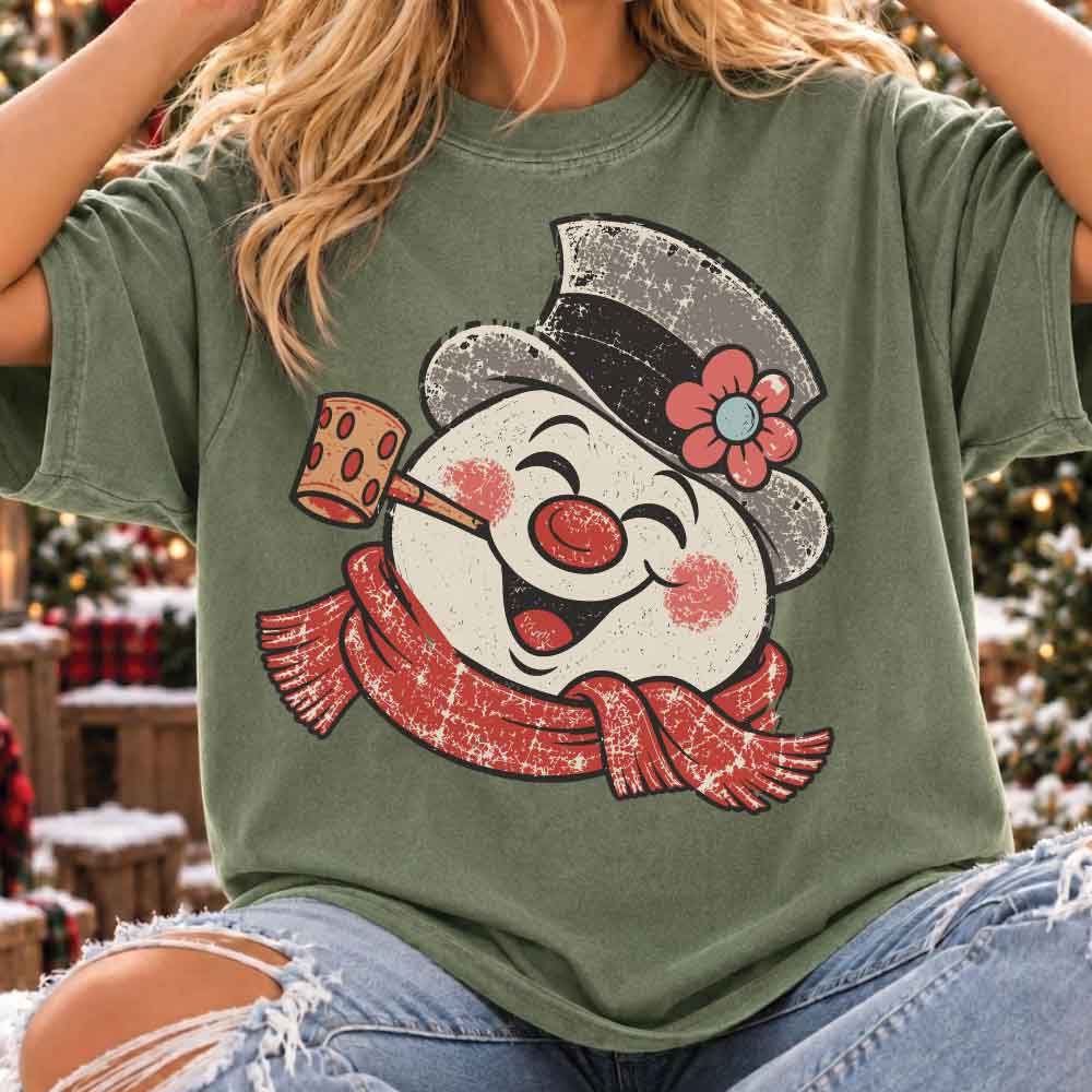 Retro Snowman PNG, Trendy Winter Christmas Snowman png