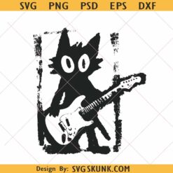 Rock Star Cat png, Rock and Roll Cat svg png, Cat with Electric Guitar svg
