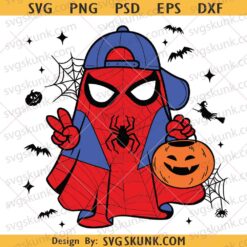 Spiderman Ghost SVG, Kids Superhero Halloween PNG, Trick or Treat PNG, Boys Halloween Design
