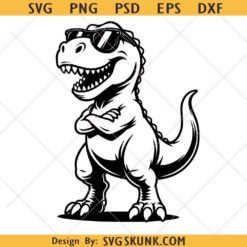 T-Rex with Sunglasses svg png, Sunglasses Dino svg, Funny Kids Jurassic svg png