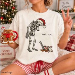 Alternative view of Well shit Skeleton Christmas svg, Well shit Christmas PNG, Santa Skeleton Spilled Coffee png