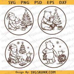 Winnie the Pooh Christmas Ornament png svg, Winnie The Pooh Christmas Svg